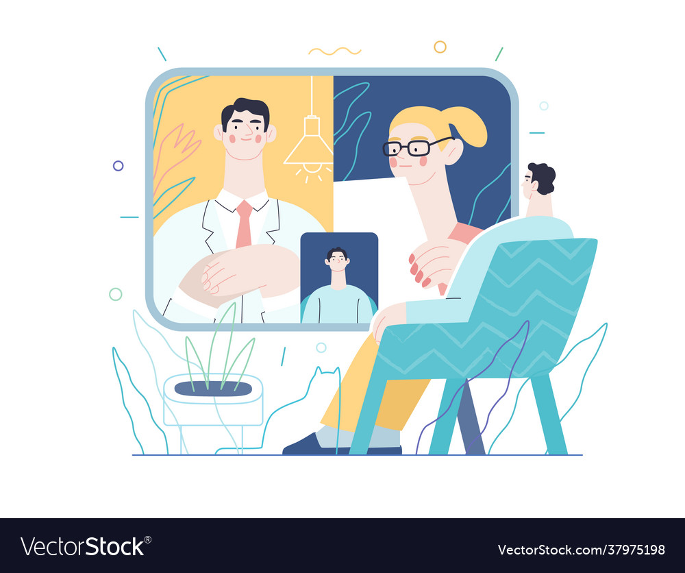 Medizinische Videokonferenz - Versicherung vector image Medizinische Videokonferenz - Versicherung