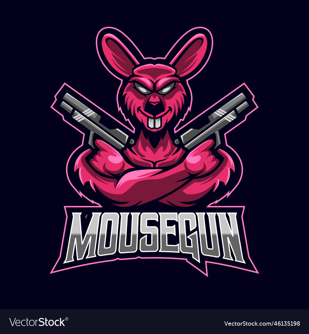 Mouse e-sport mascot with gun logo Royalty Free Vector Image