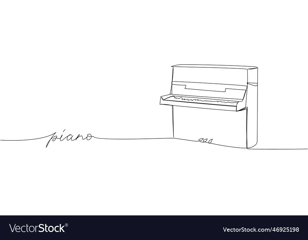 Piano one line art continuous line drawing Vector Image