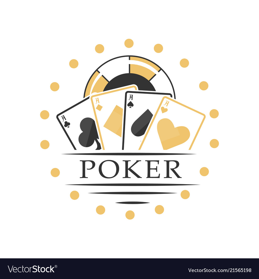 Poker logo black and golden emblem for gambling