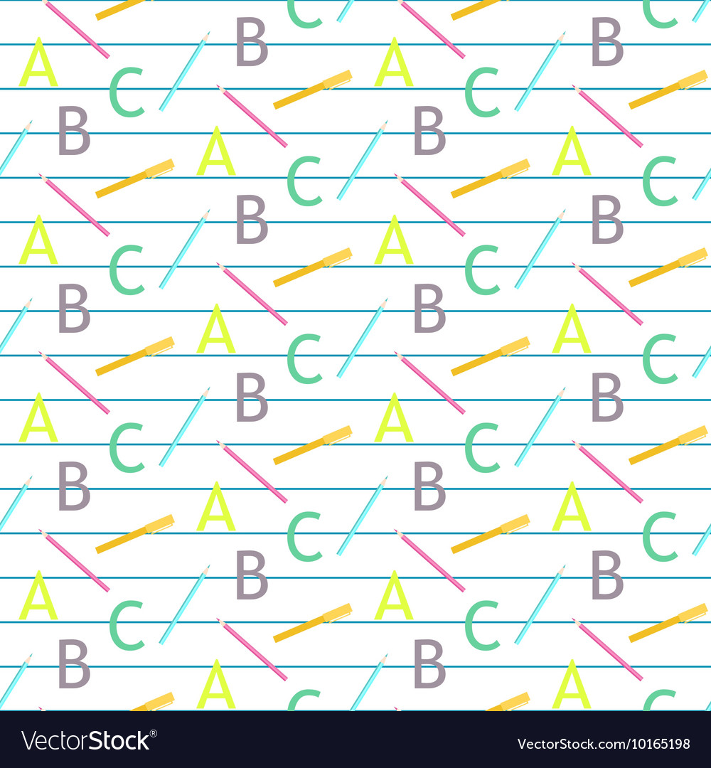 School objects seamless pattern
