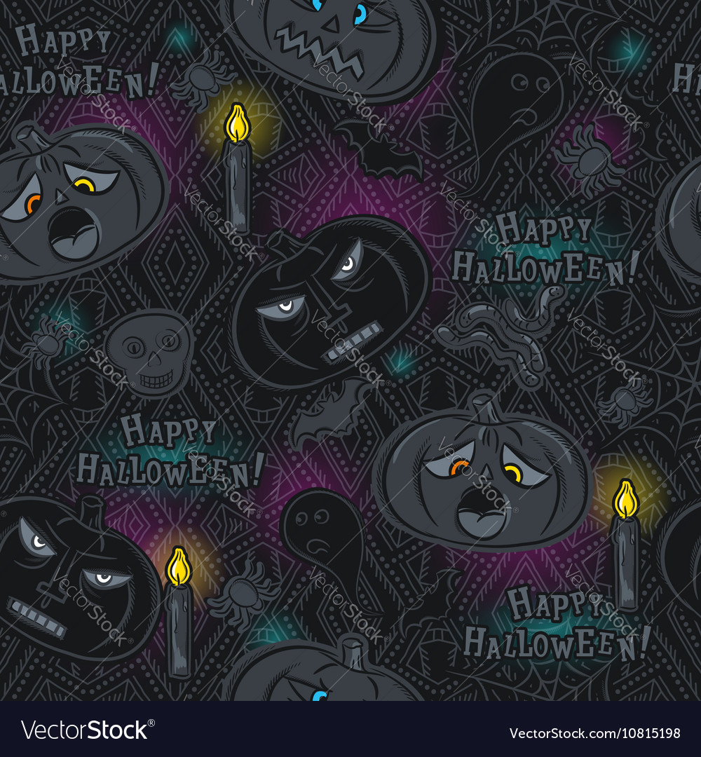 Seamless pattern with halloween objects