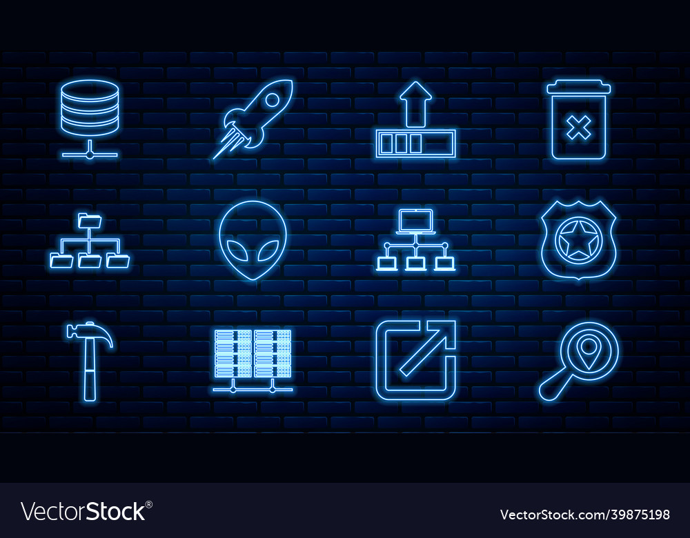 Set line search location police badge loading vector image Set line search location police badge loading