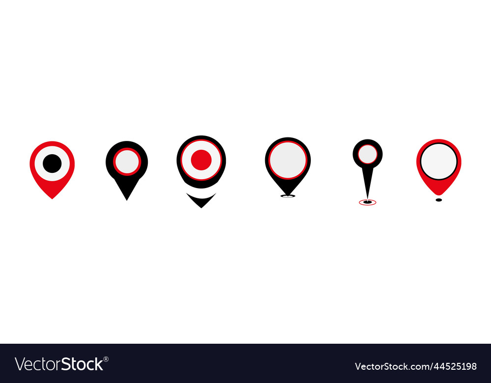 Set of map pin icons modern markers location vector image Set of map pin icons modern markers location