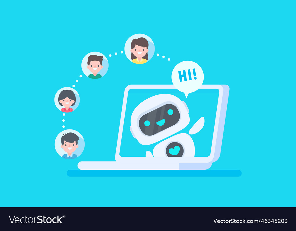 Auto reply system with intelligent robots provide vector image Auto reply system with intelligent robots provide