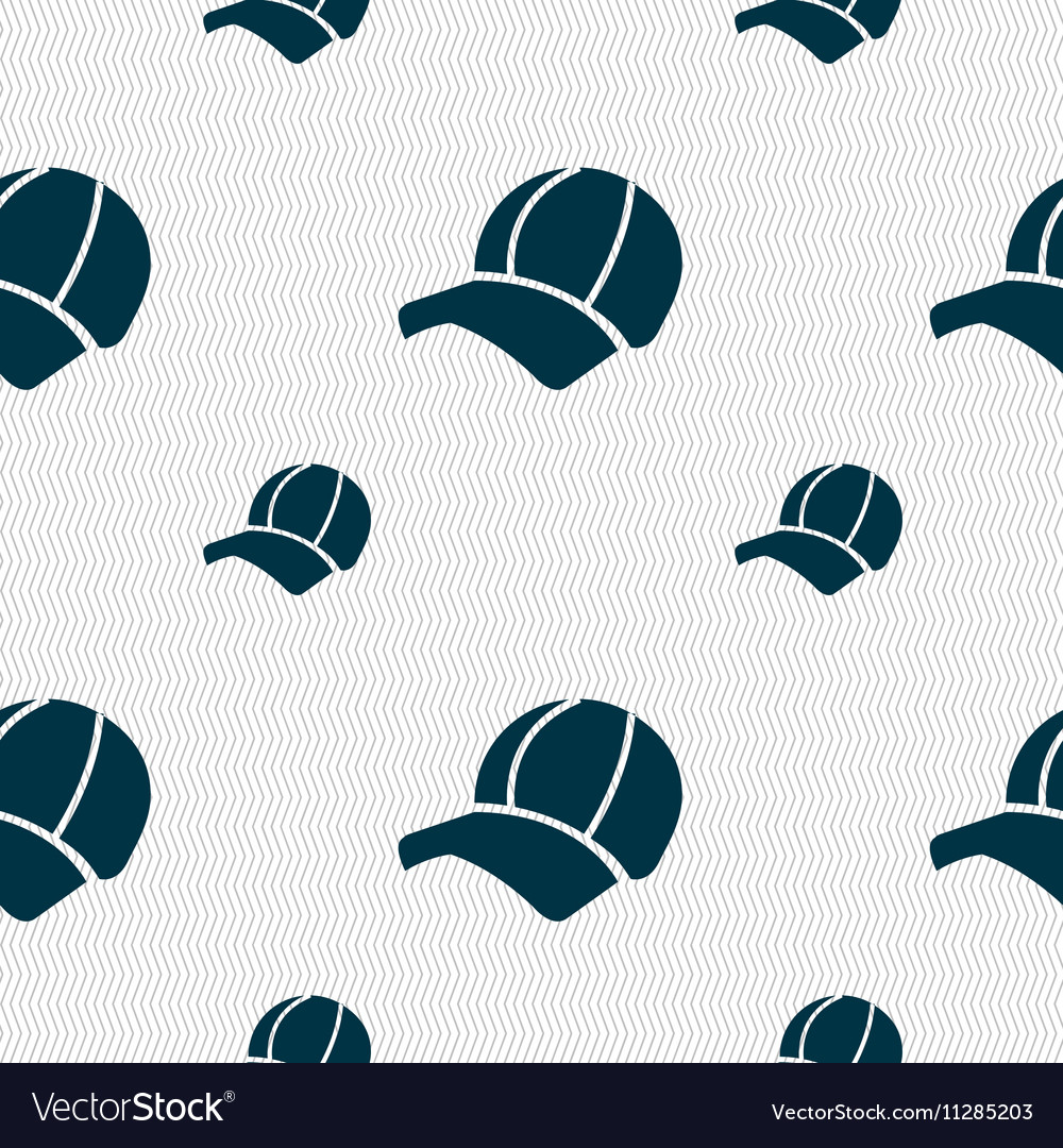 Ball cap icon sign seamless pattern with geometric