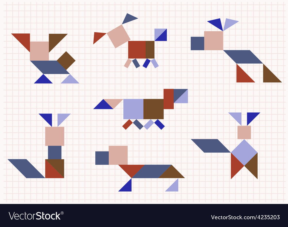 Breed dog on a white background tangram