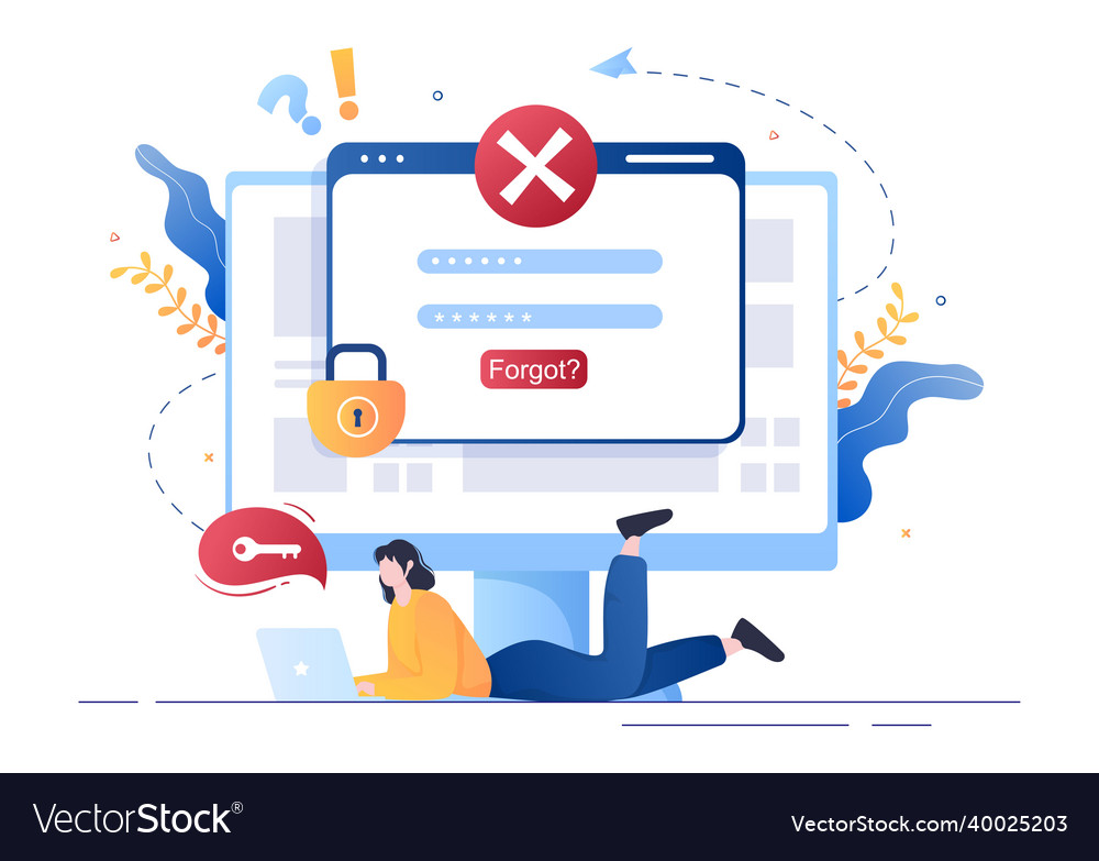 Forgot password and account login for web page vector image Forgot password and account login for web page