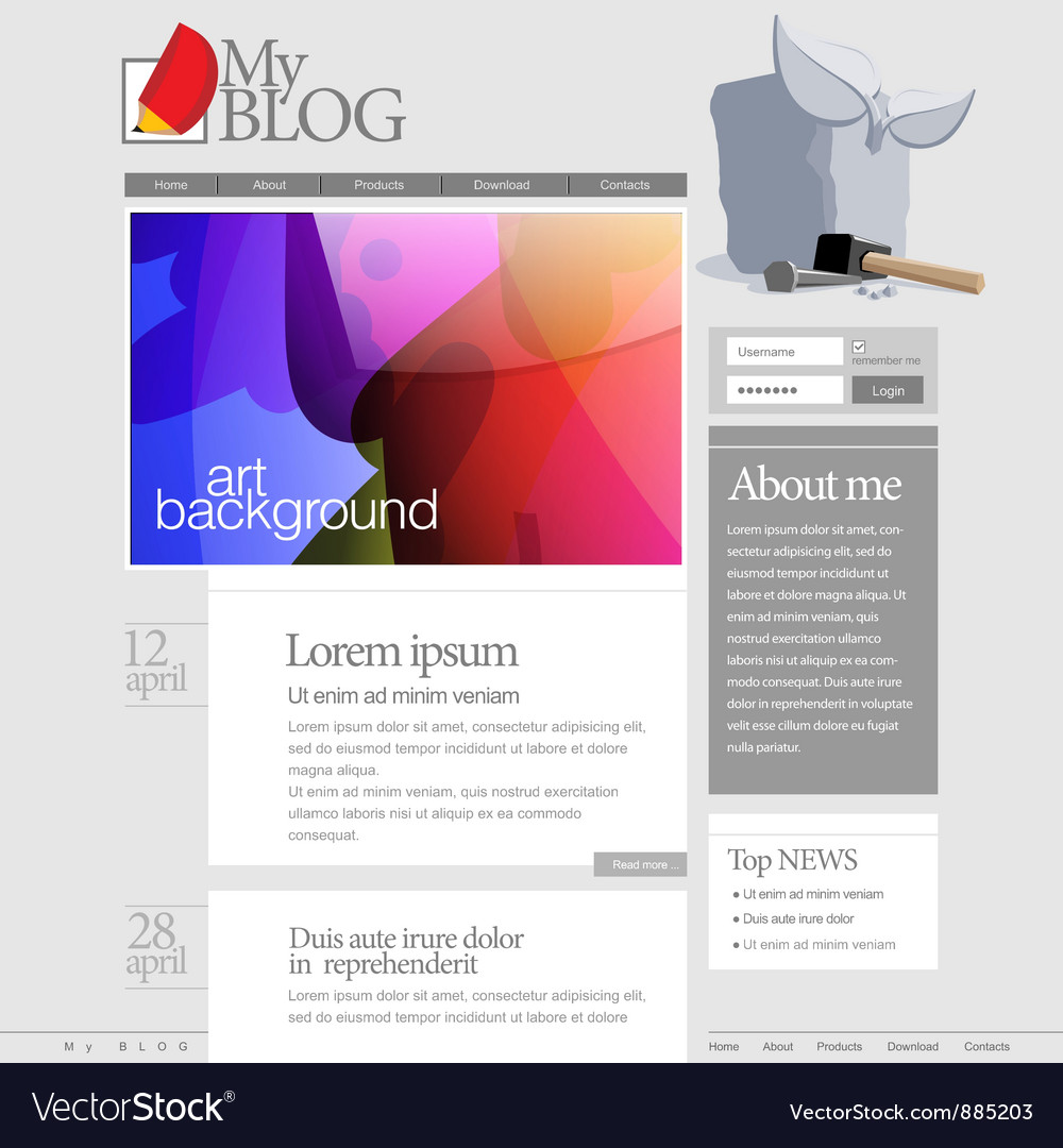 Gray Website Template 960 Grid Royalty Free Vector Image Gray Website Template 960 Grid Vector Image