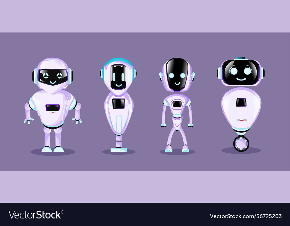 Group modern robots vector image Group modern robots