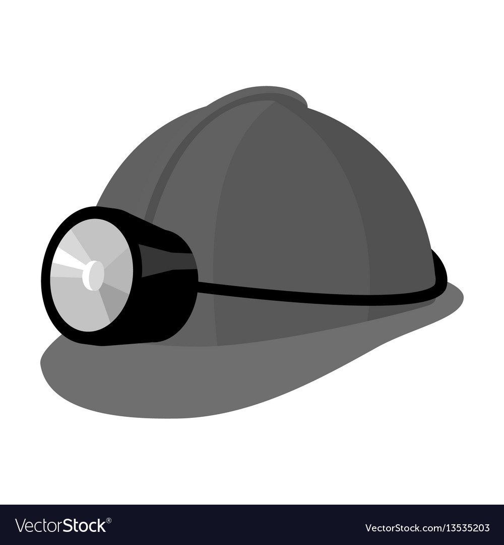 Helmet of a miner with flashlightgear