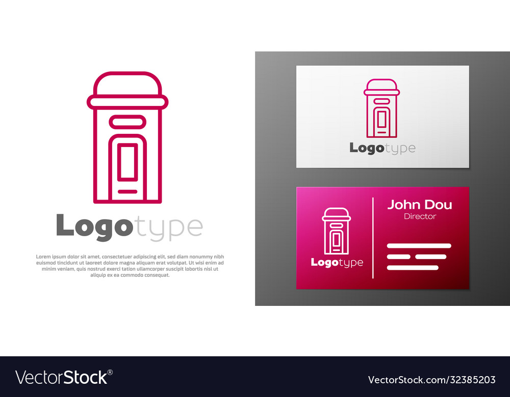 Logotype line london phone booth icon isolated