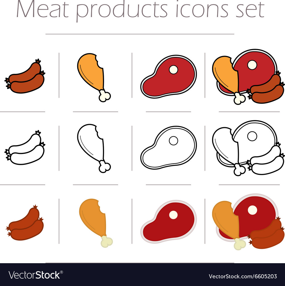 Meat icons set