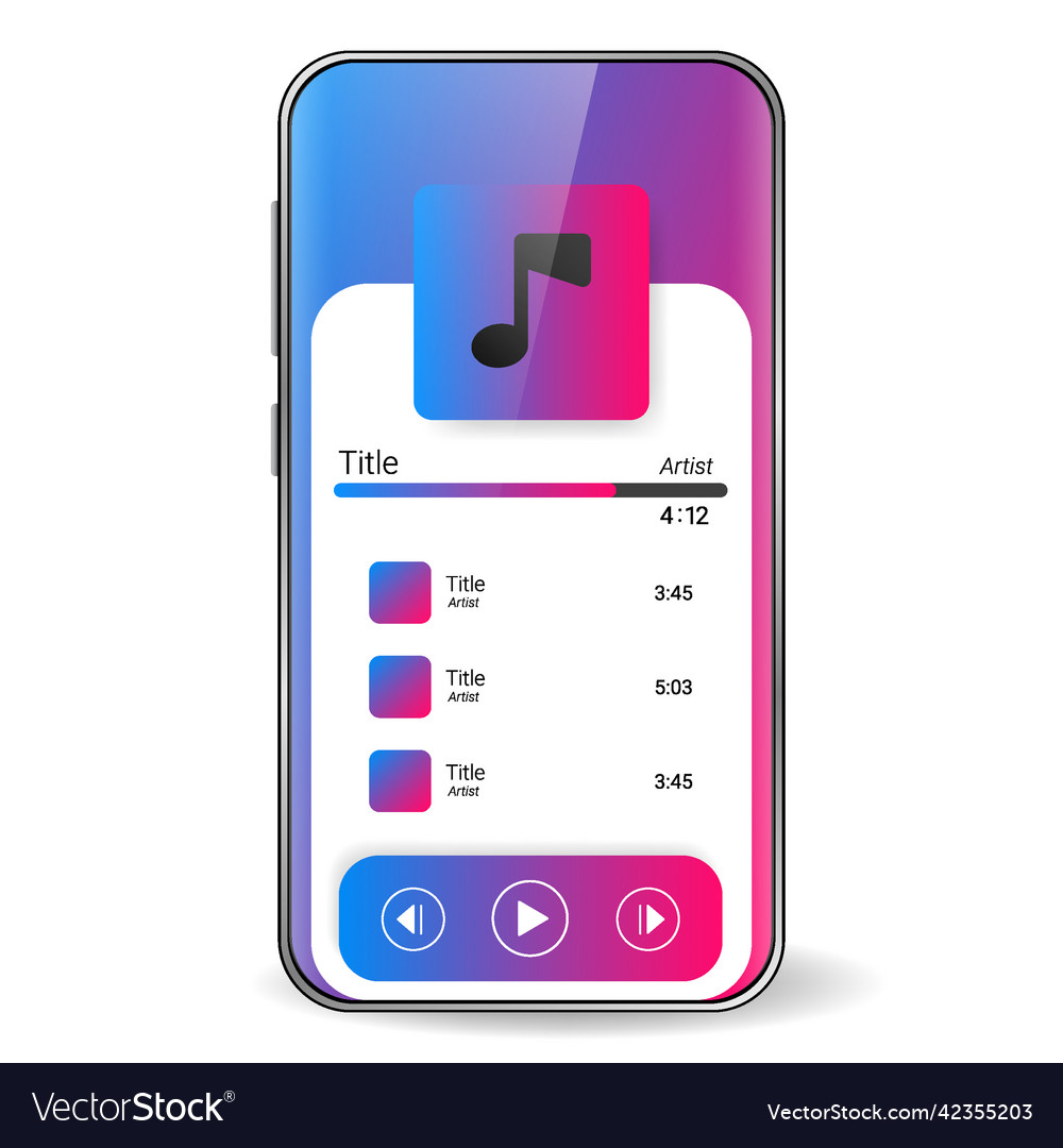 Music player user interface realistic smartphone