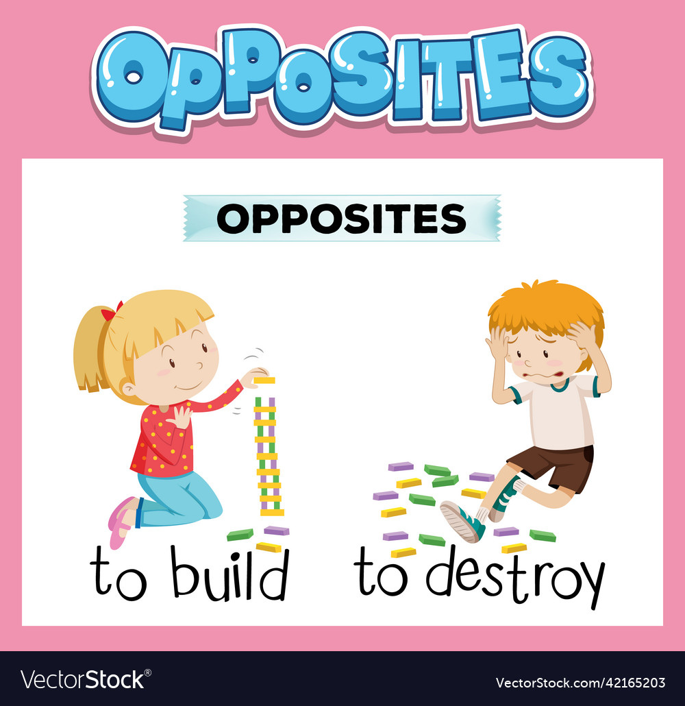 Opposite english words for kids Royalty Free Vector Image