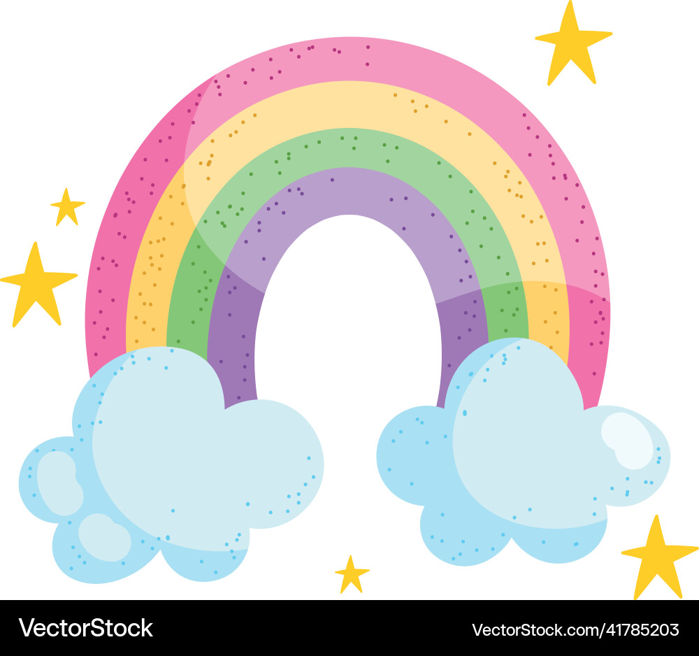 Rainbow and clouds Royalty Free Vector Image - VectorStock
