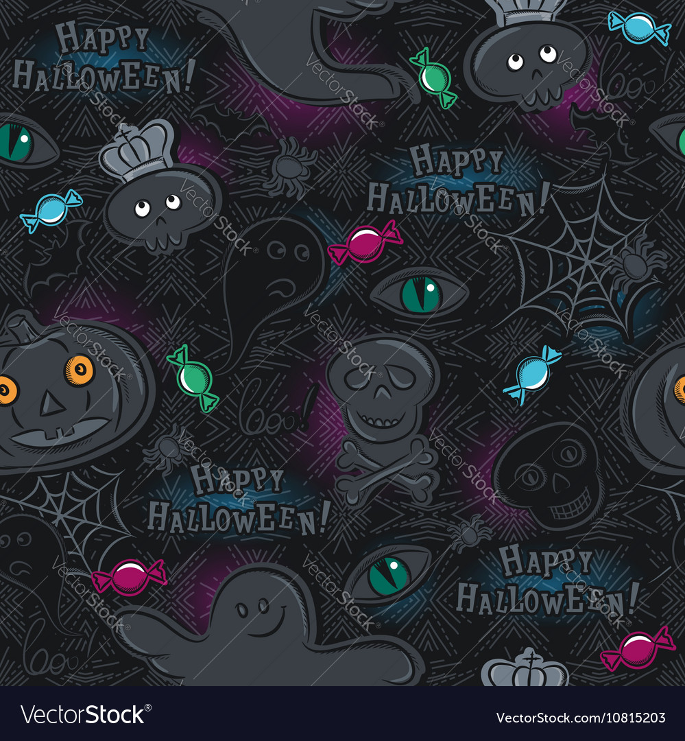 Seamless pattern with halloween objects