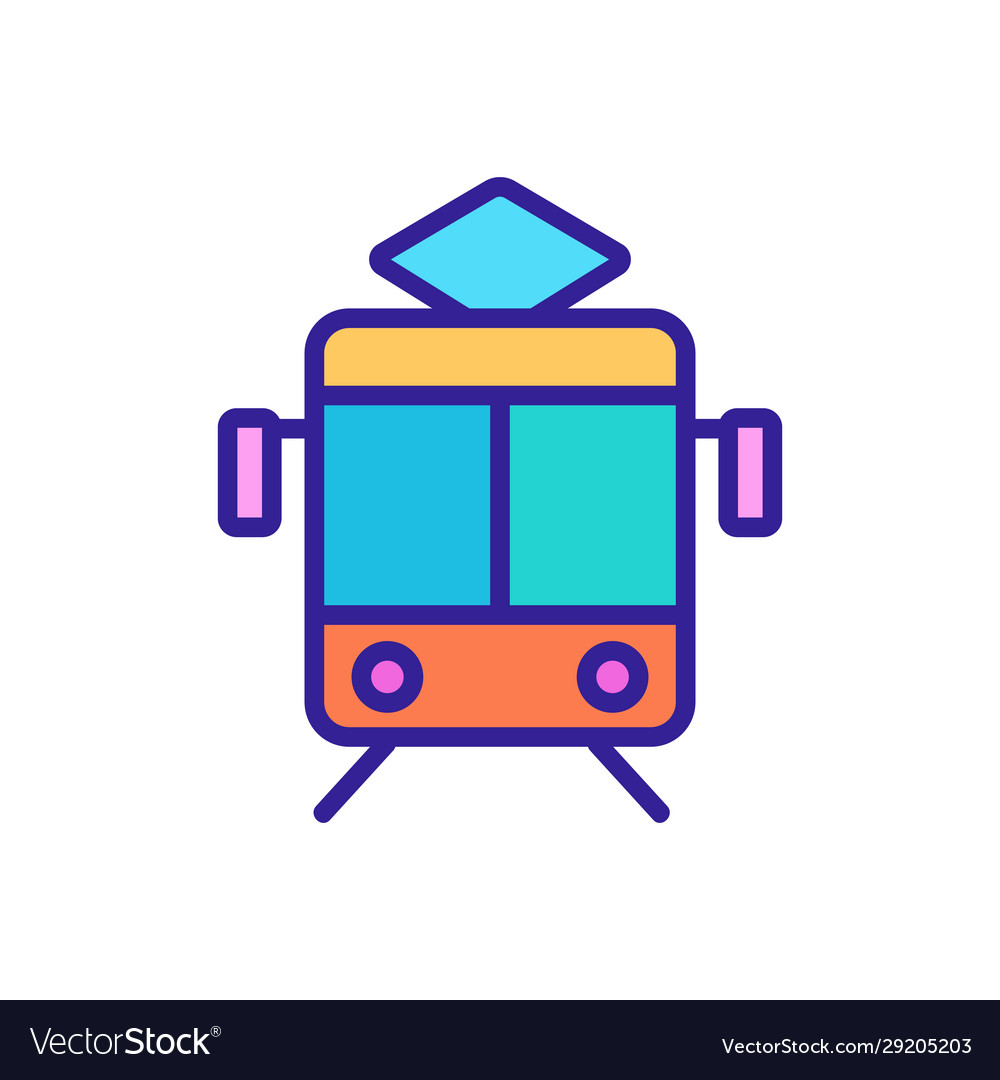 Tram on rails icon isolated contour vector image Tram on rails icon isolated contour