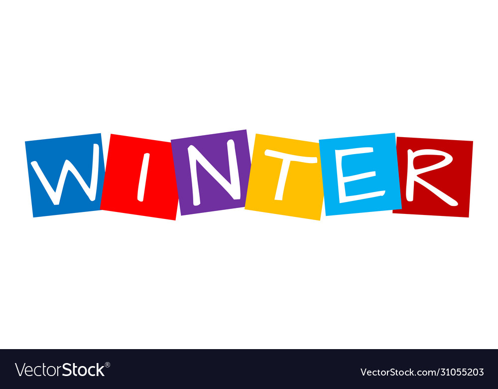 Winter text in colorful rotated squares vector image Winter text in colorful rotated squares