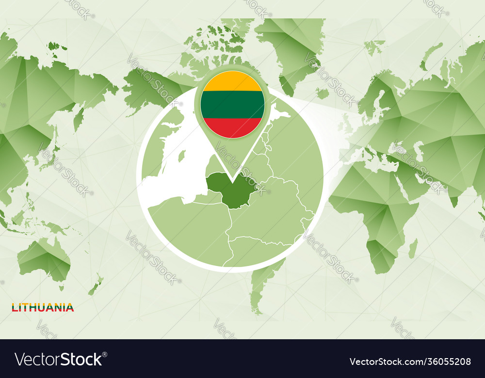 America centric world map with magnified