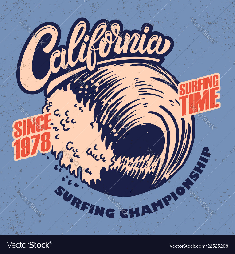 California surf rider poster template Royalty Free Vector