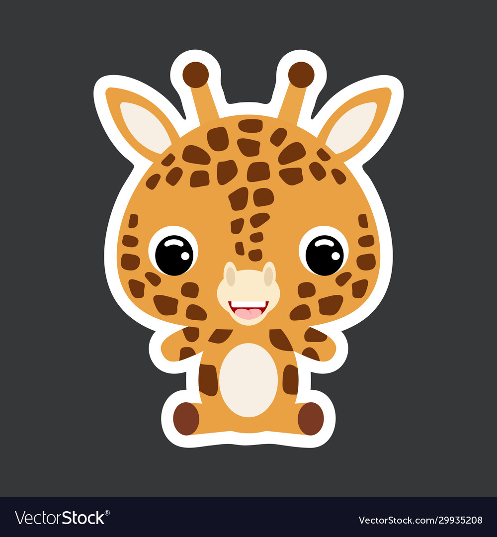 Children sticker cute little sitting giraffe