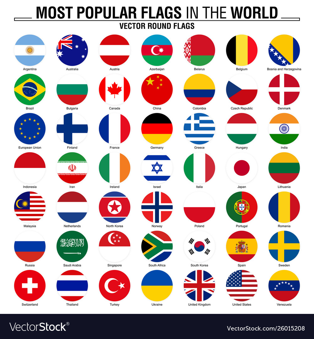 collection-round-flags-most-popular-world-flags-vector-image