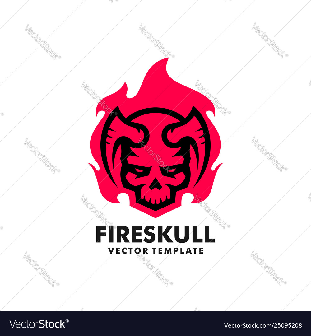 Fire skull concept design template Royalty Free Vector Image