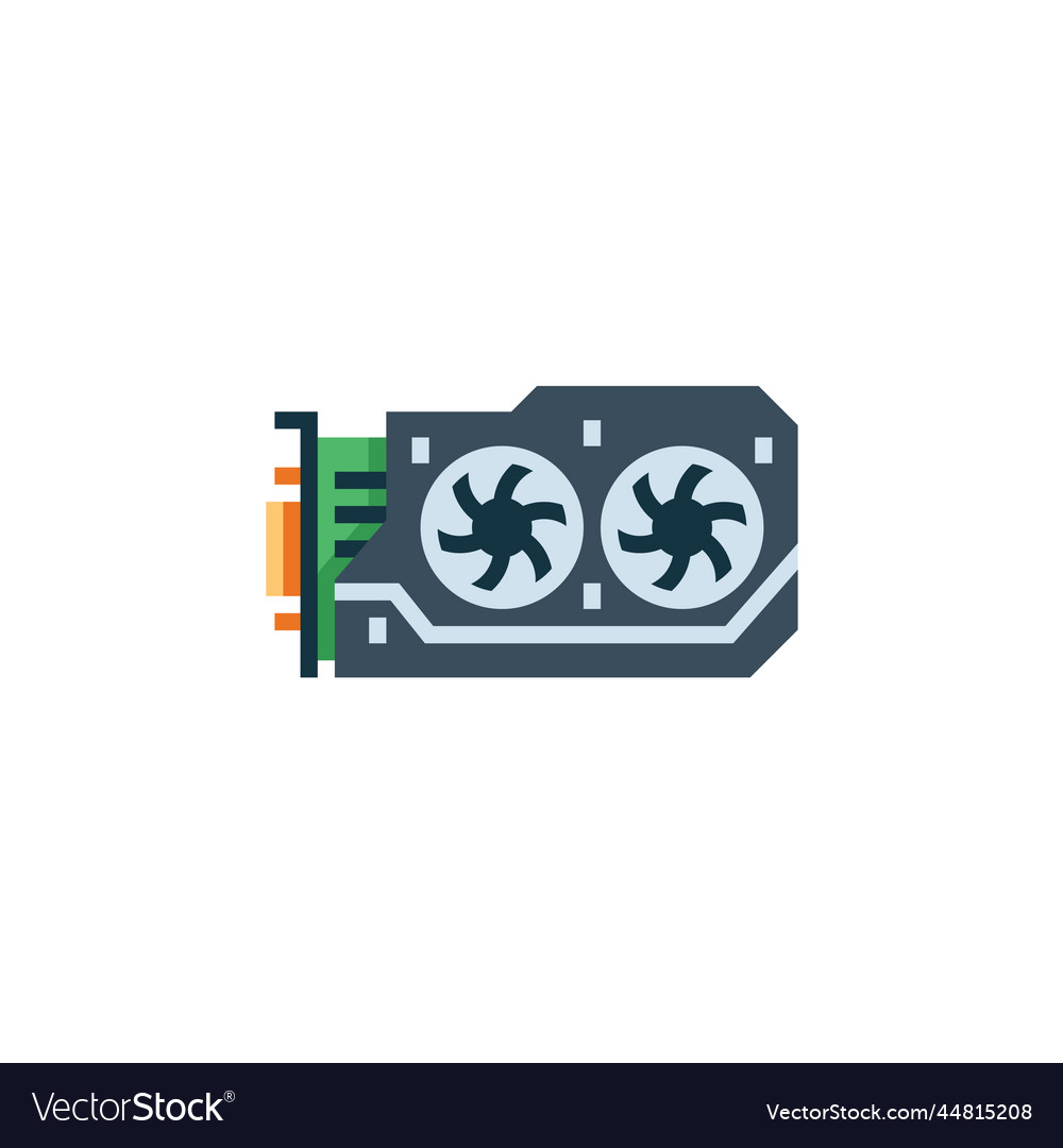 Gpu icon computer component flat style vector image Gpu icon computer component flat style