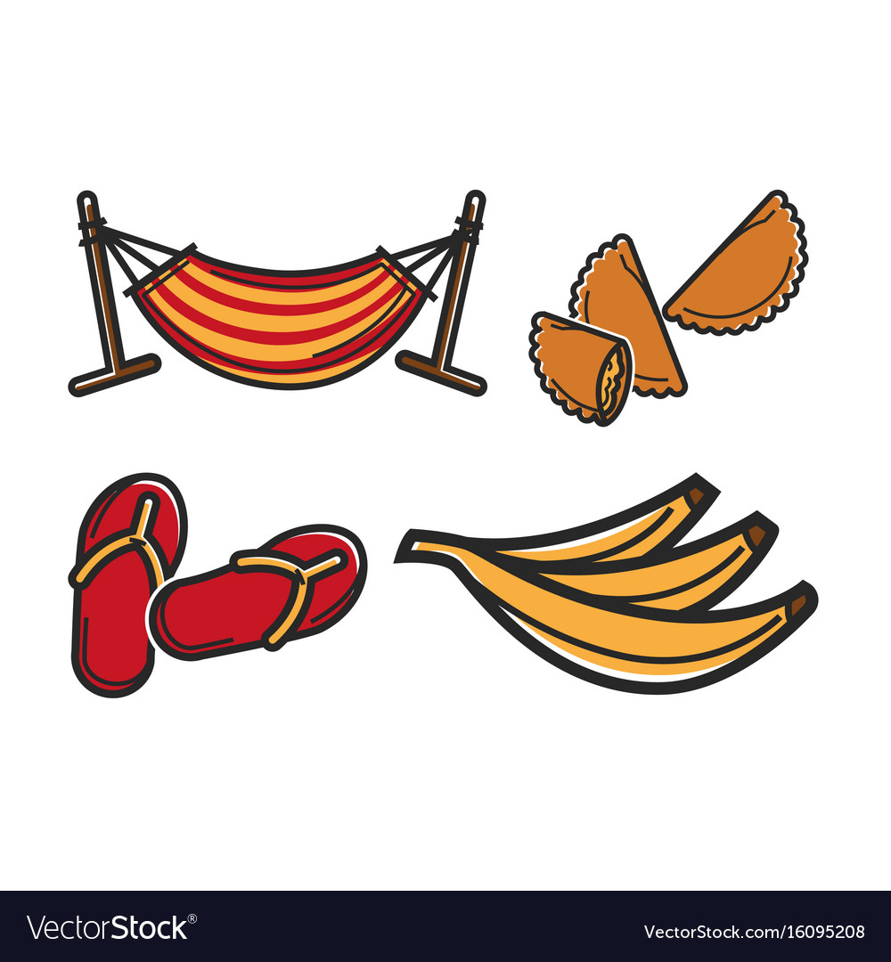Hammock and different food Royalty Free Vector Image