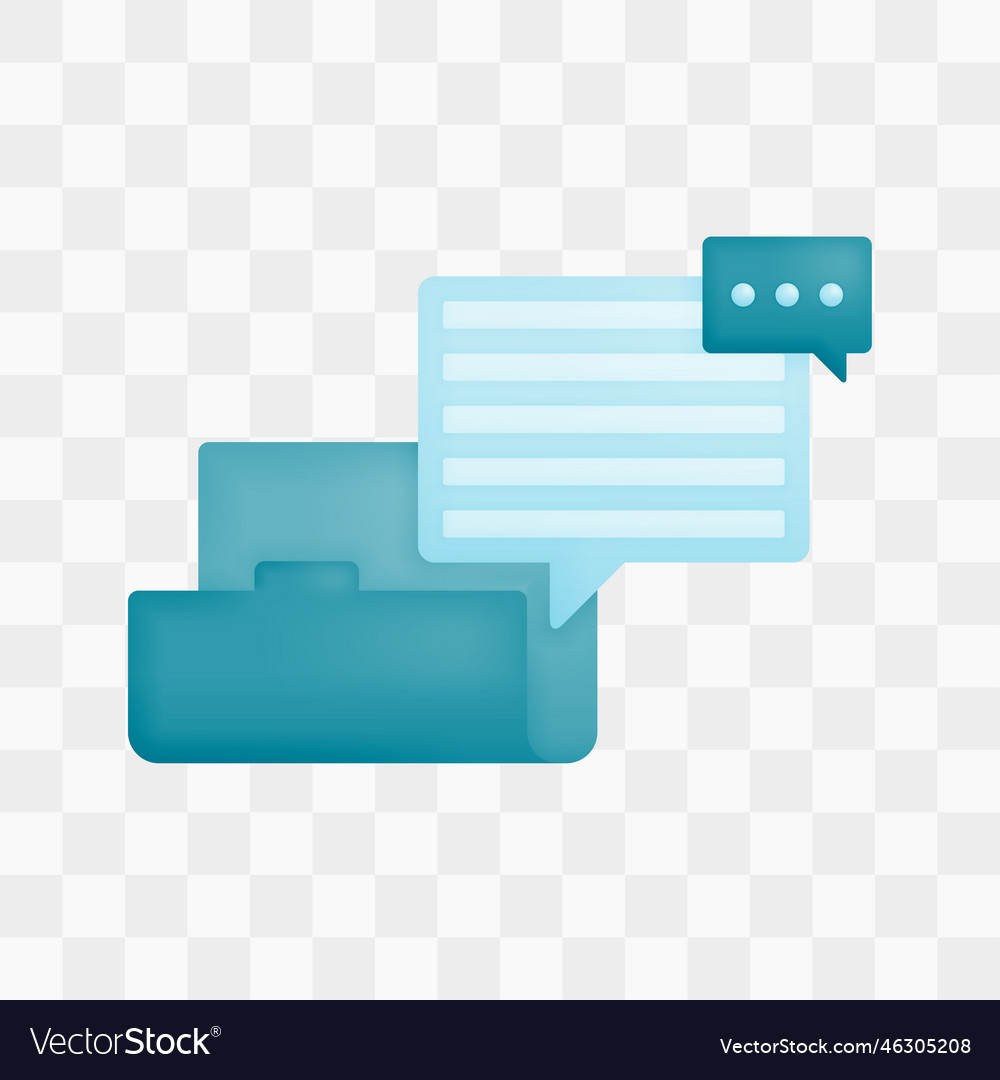 Icon with 3d render style of folders and dialog vector image Icon with 3d render style of folders and dialog