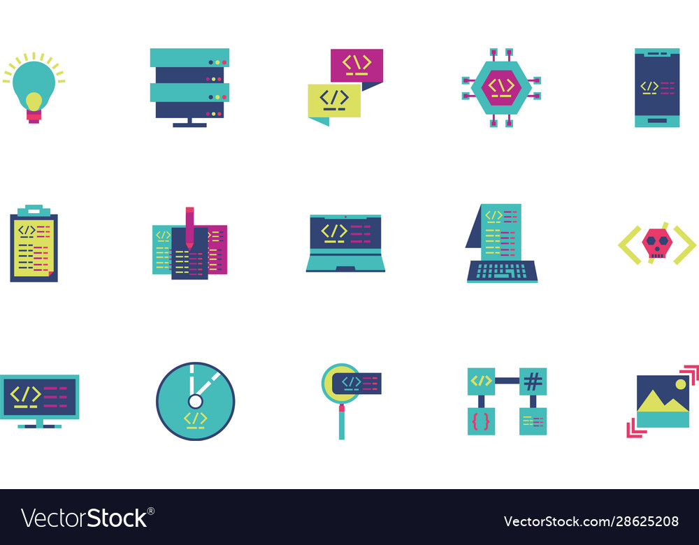 Isolierte Website-Code-Symbol-Set Design vector image Isolierte Website-Code-Symbol-Set Design