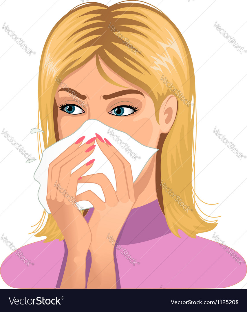 Sneezing Woman Royalty Free Vector Image Vectorstock