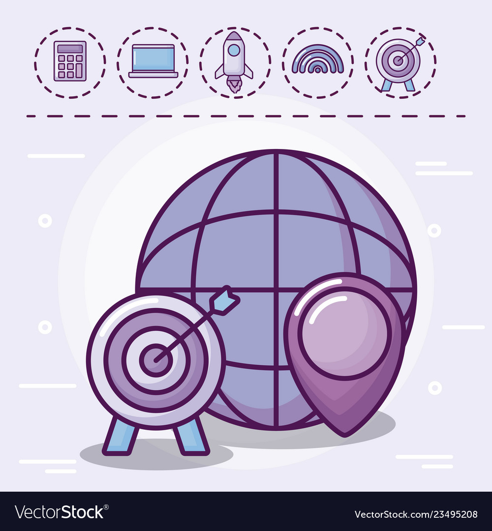 Sphere with target and set icons