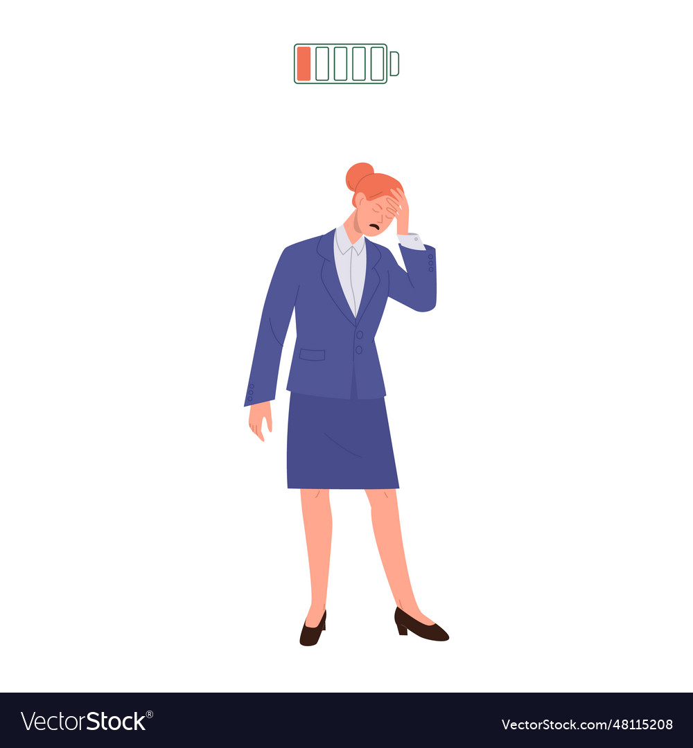 Unhappy businesswoman feeling burnout tiredness Vector Image