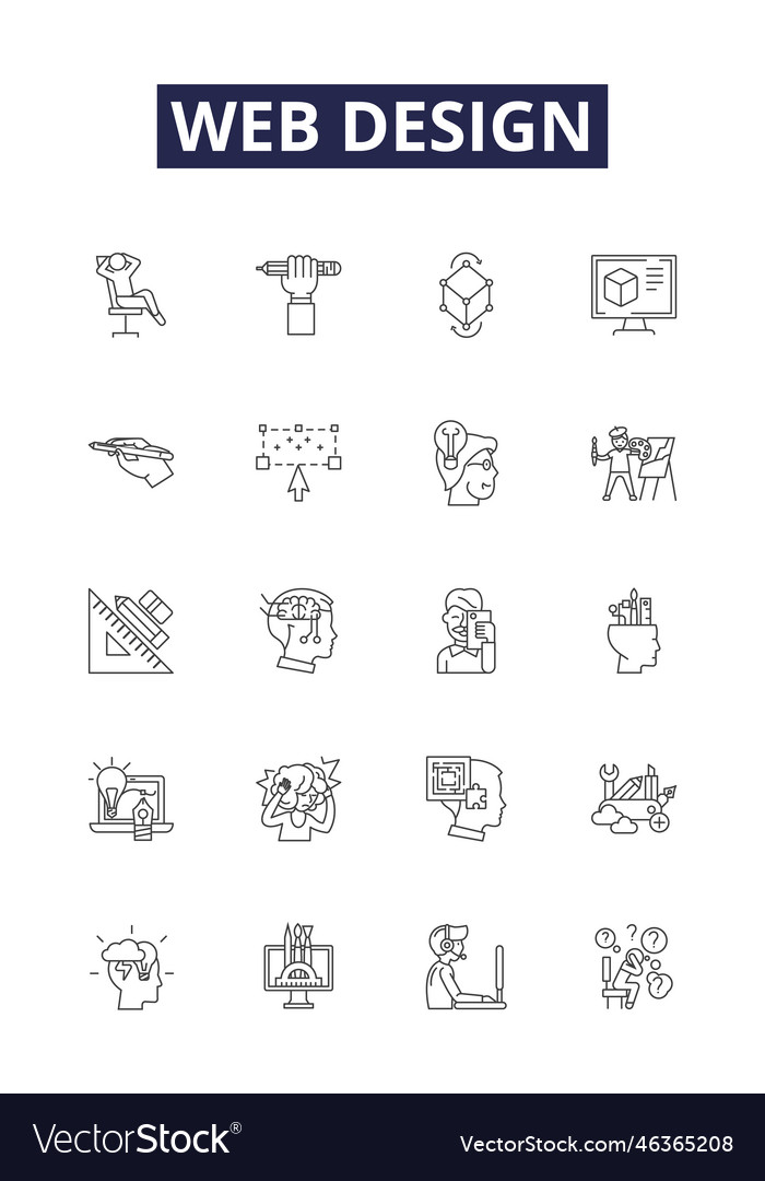 Web design line icons and signs ui ux vector image Web design line icons and signs ui ux