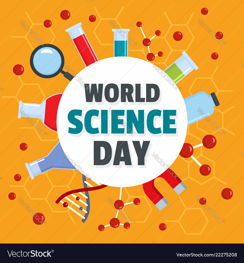 World Science Day Concept Background Flat Style Vector Image