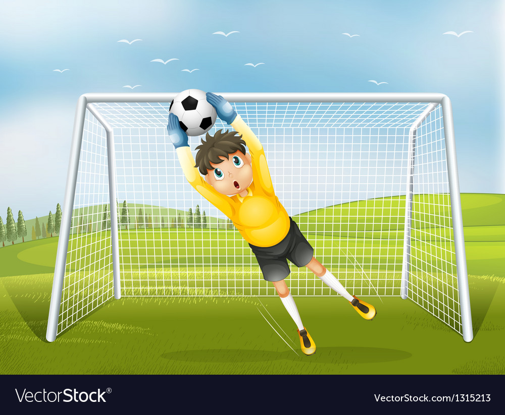 A football catcher in yellow uniform Royalty Free Vector