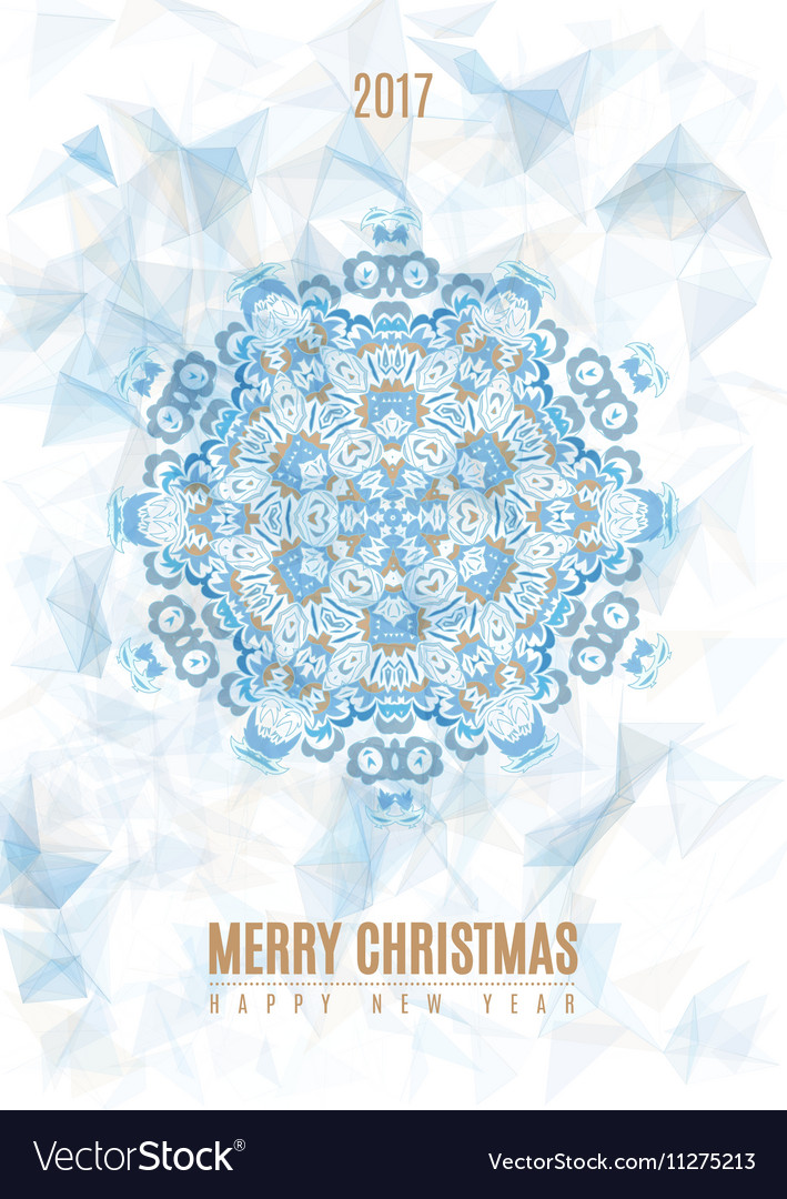 Christmas poster big snowflake on ice background