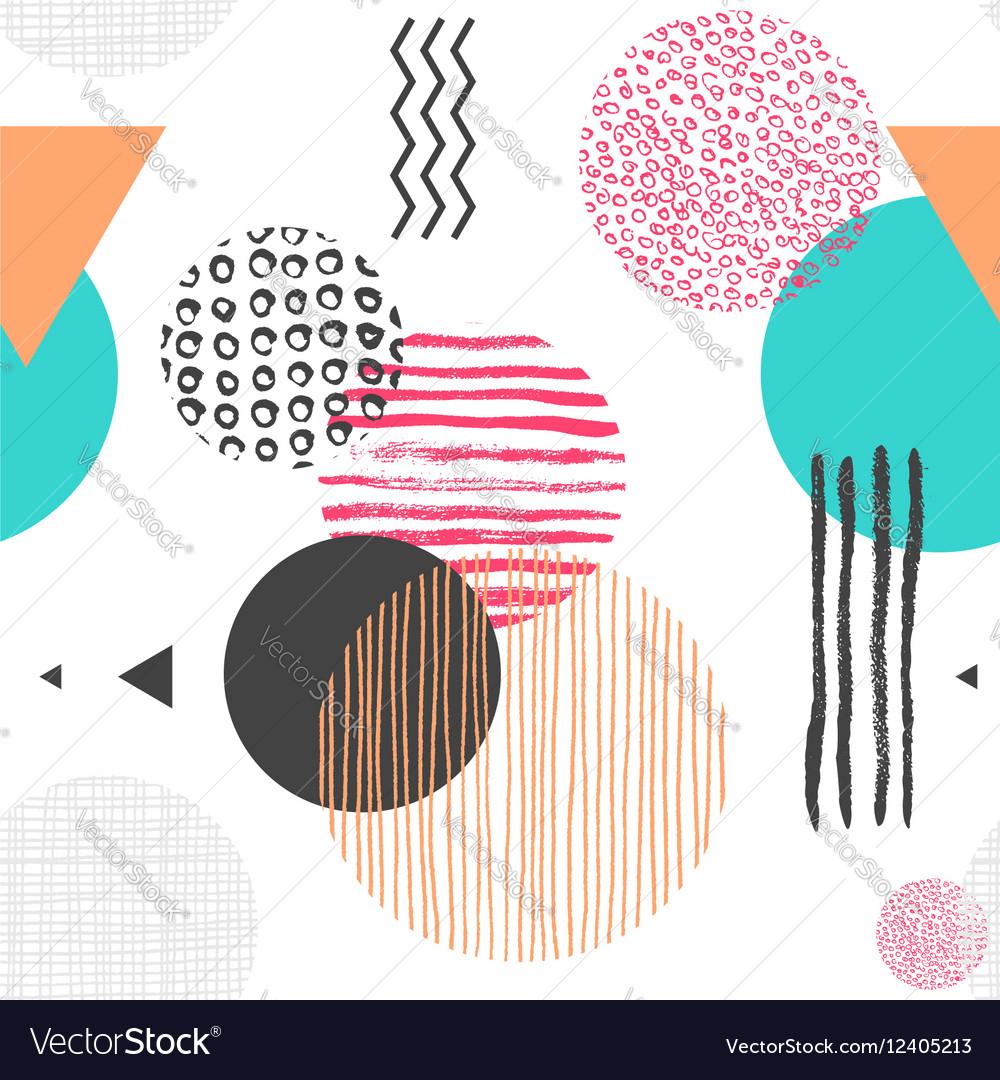 Geometric seamless pattern with circles triangles