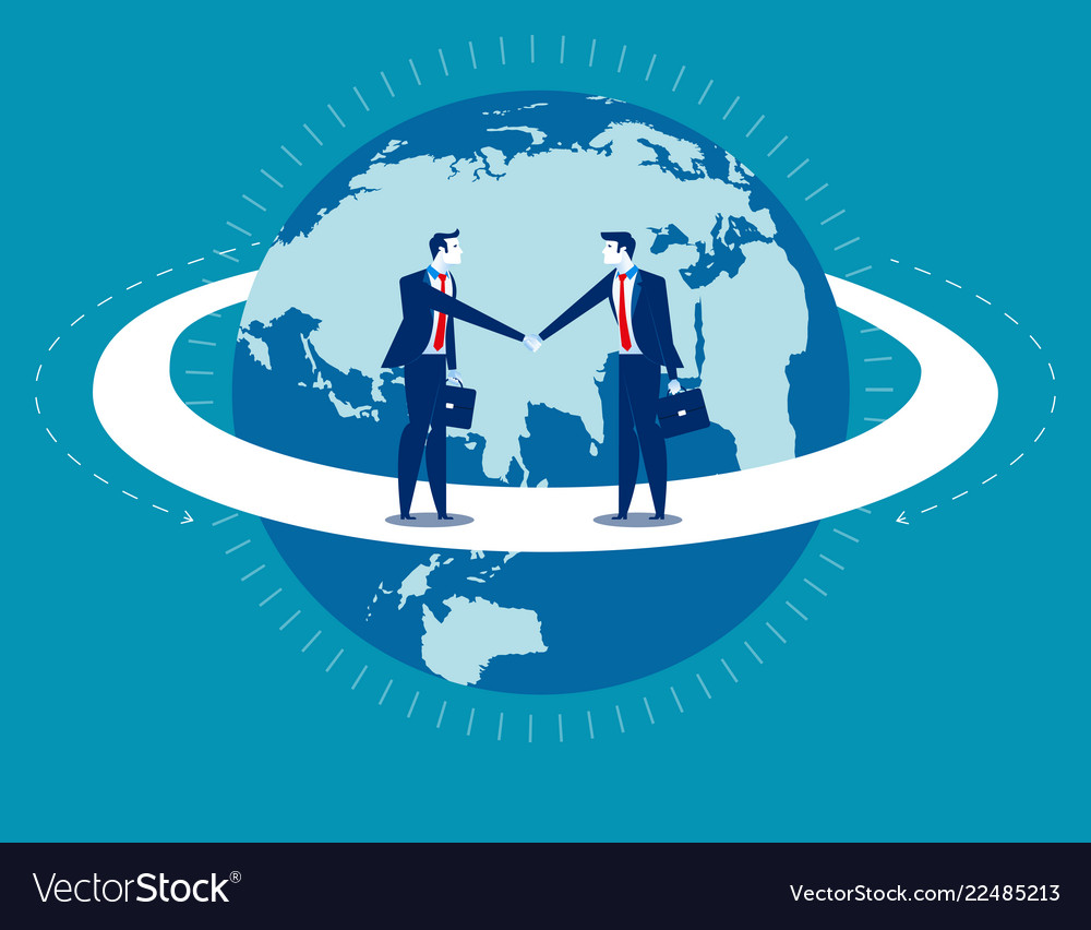 Global business businessmen greet man concept Vector Image