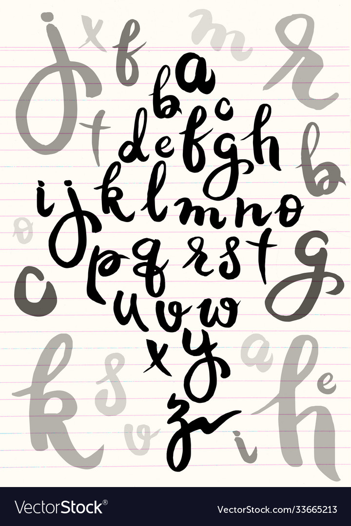 Handwritten brush script letters isolated
