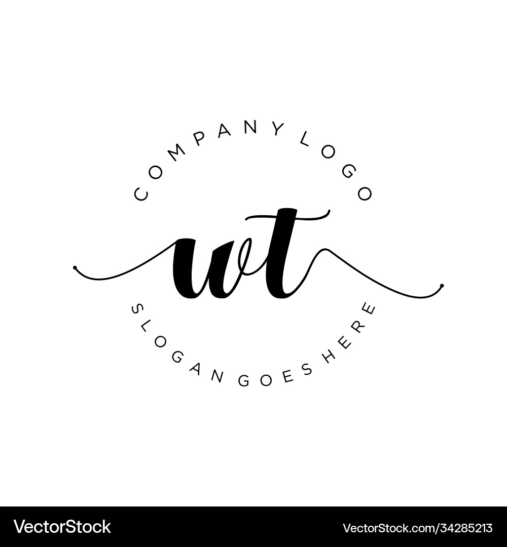 Initial wt handwriting logo with circle template Vector Image