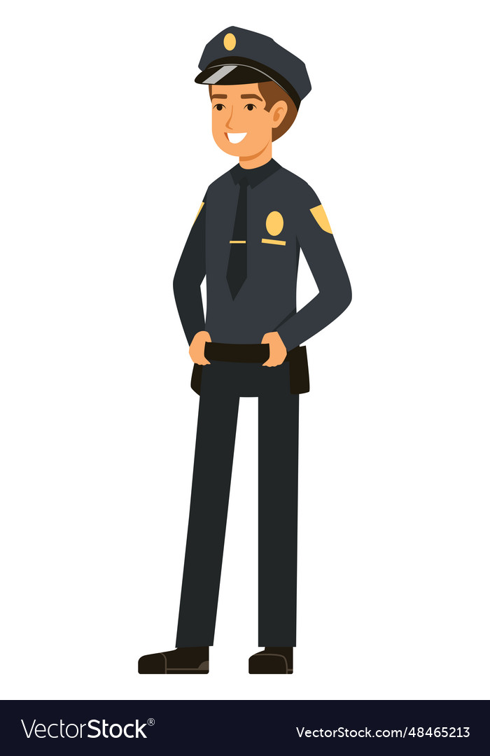 Policeman character patrol officer cartoon male Vector Image