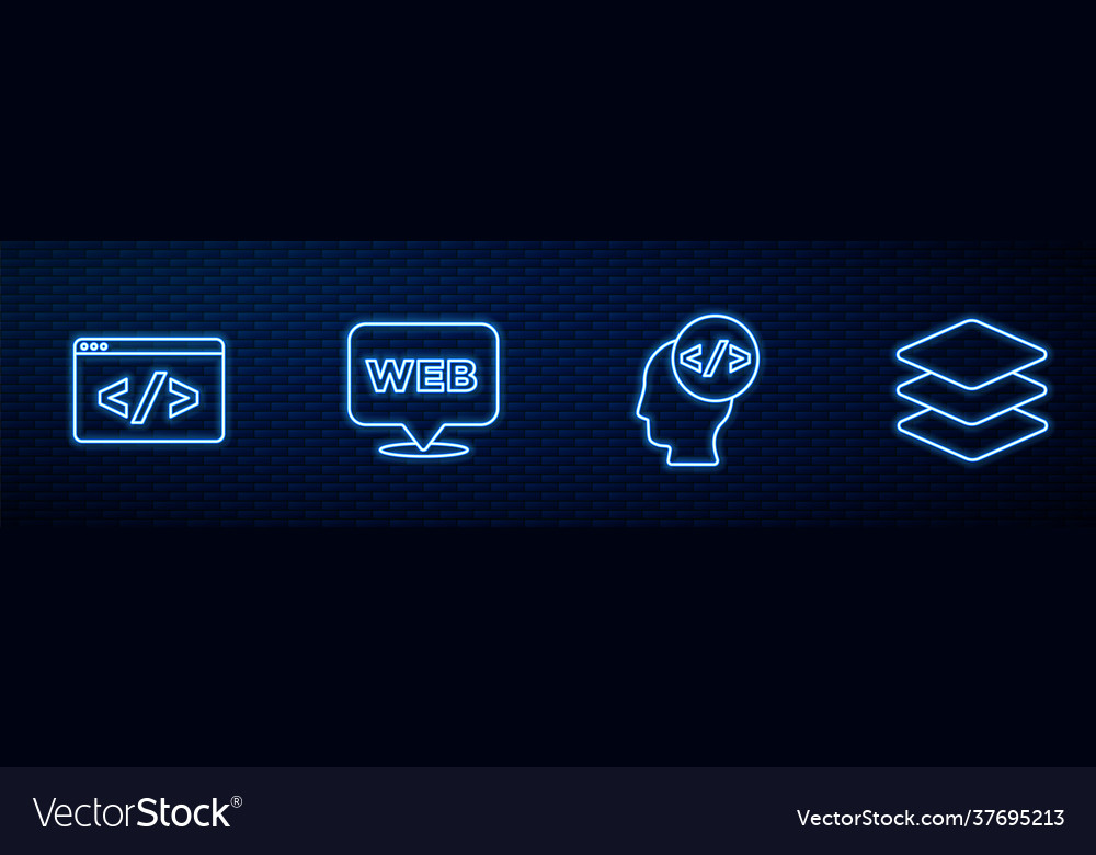 Set line front end development web and graphic vector image Set line front end development web and graphic