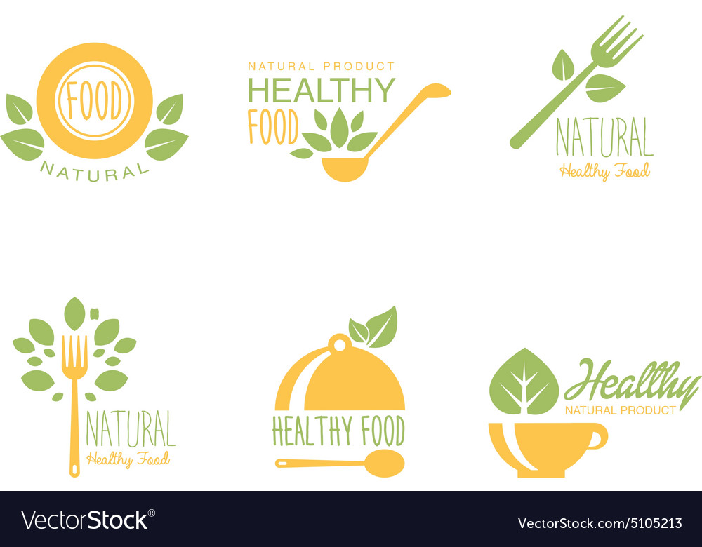 Set of organic and natural food labels