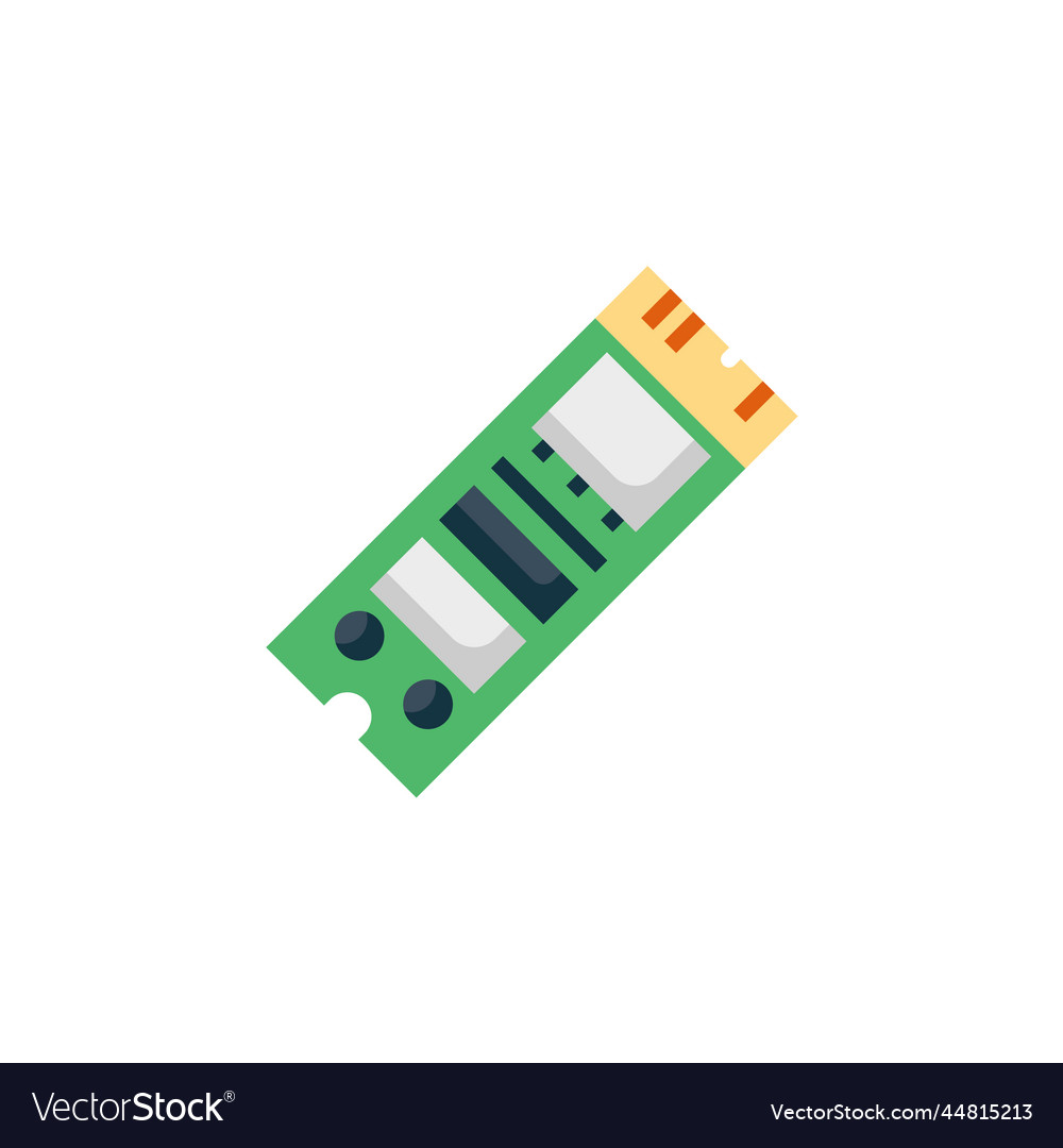 Ssd icon computer component flat style vector image Ssd icon computer component flat style