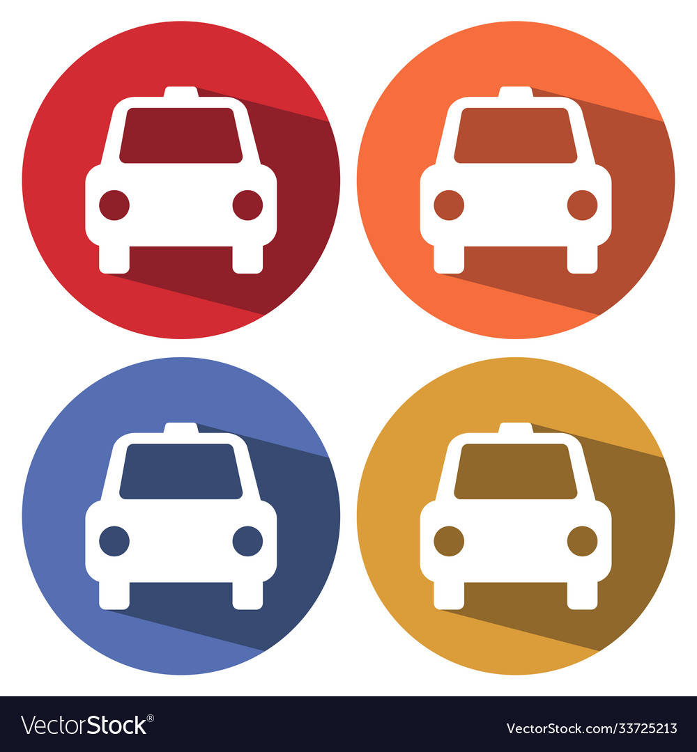 Taxi cab or car simple icon set white icons