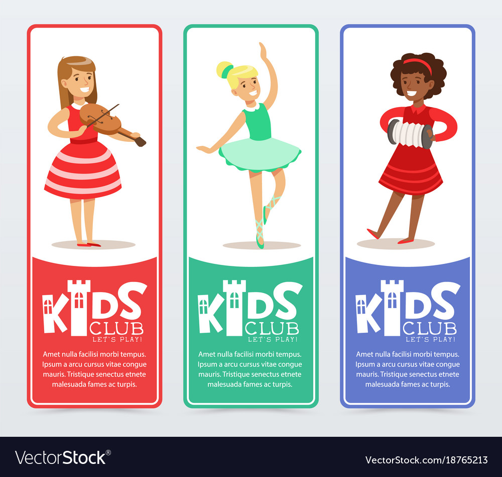 Vertical banners set with teenager girls