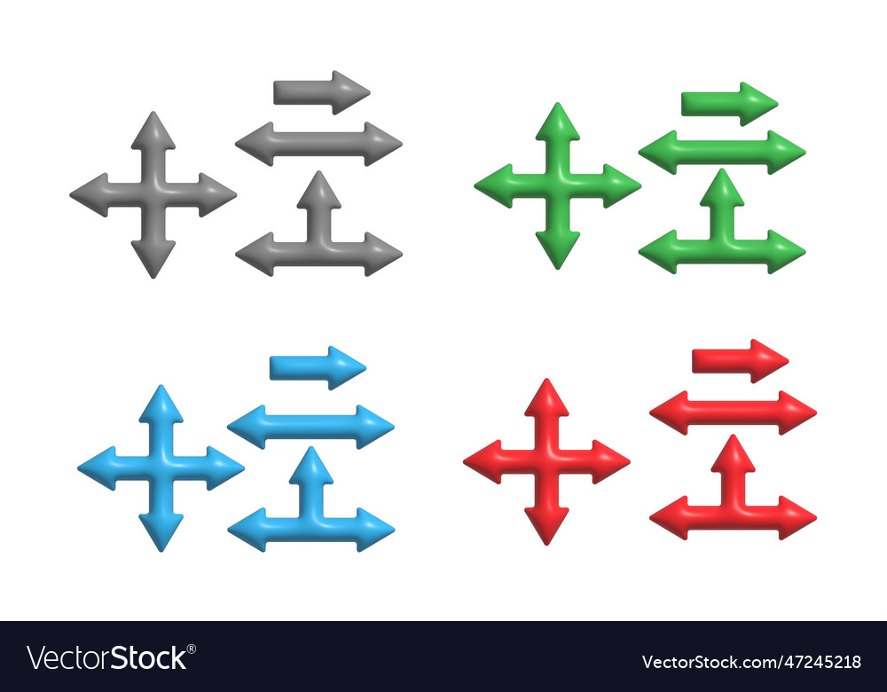 A set of three-dimensional color arrows